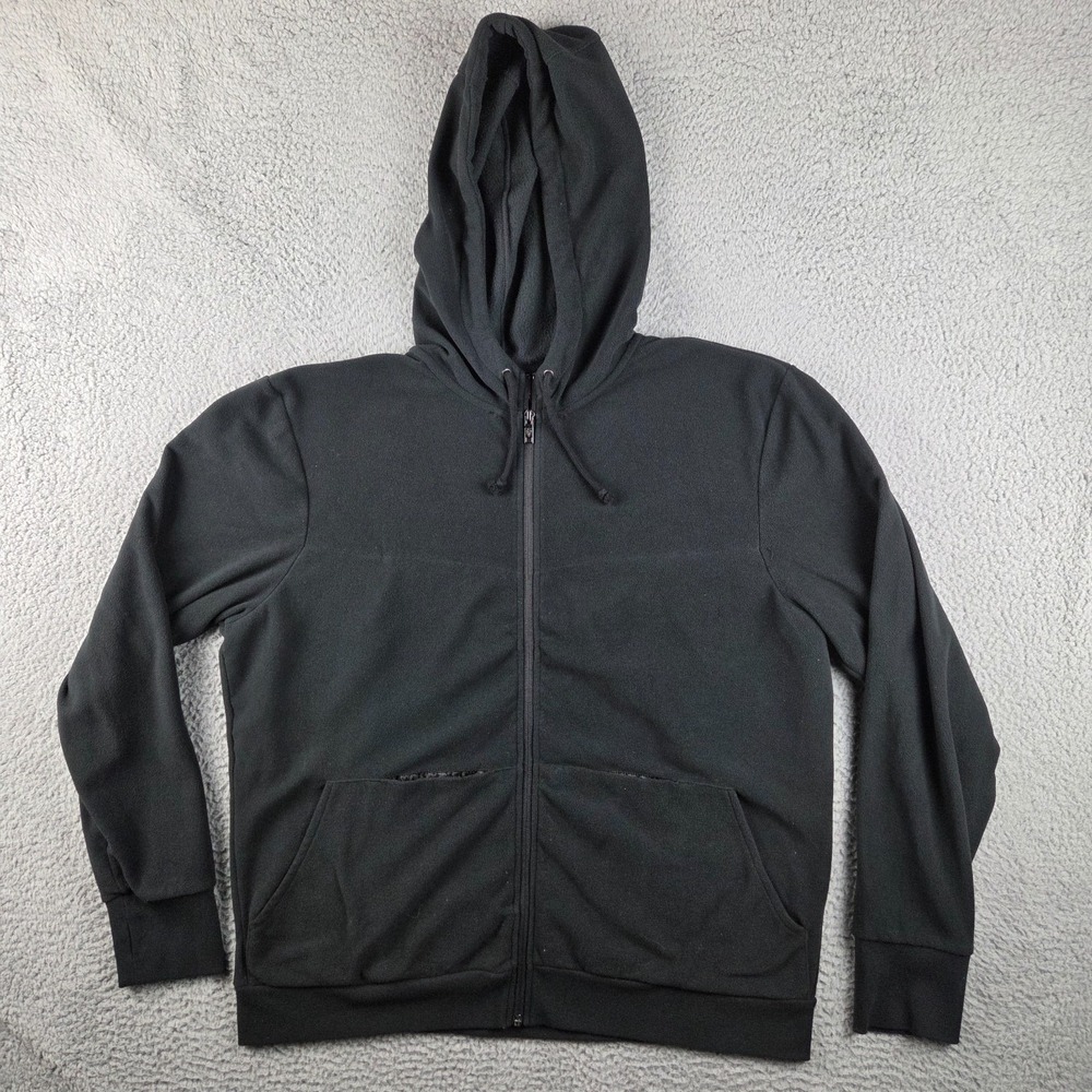 Scottevest Hoodie Mens XL Black Sweatshirt Full Zip Hidden Pockets Travel Hiking
